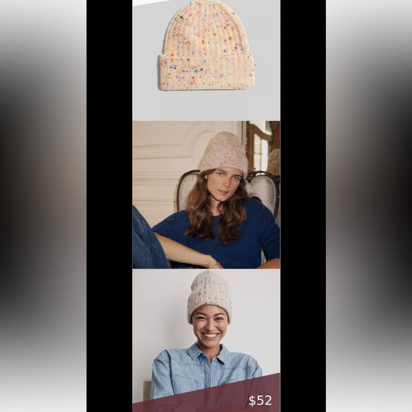 Madewell Chunky Cuffed Beanie Stocking Hat Marled Antique Cream Confetti - Picture 13 of 13